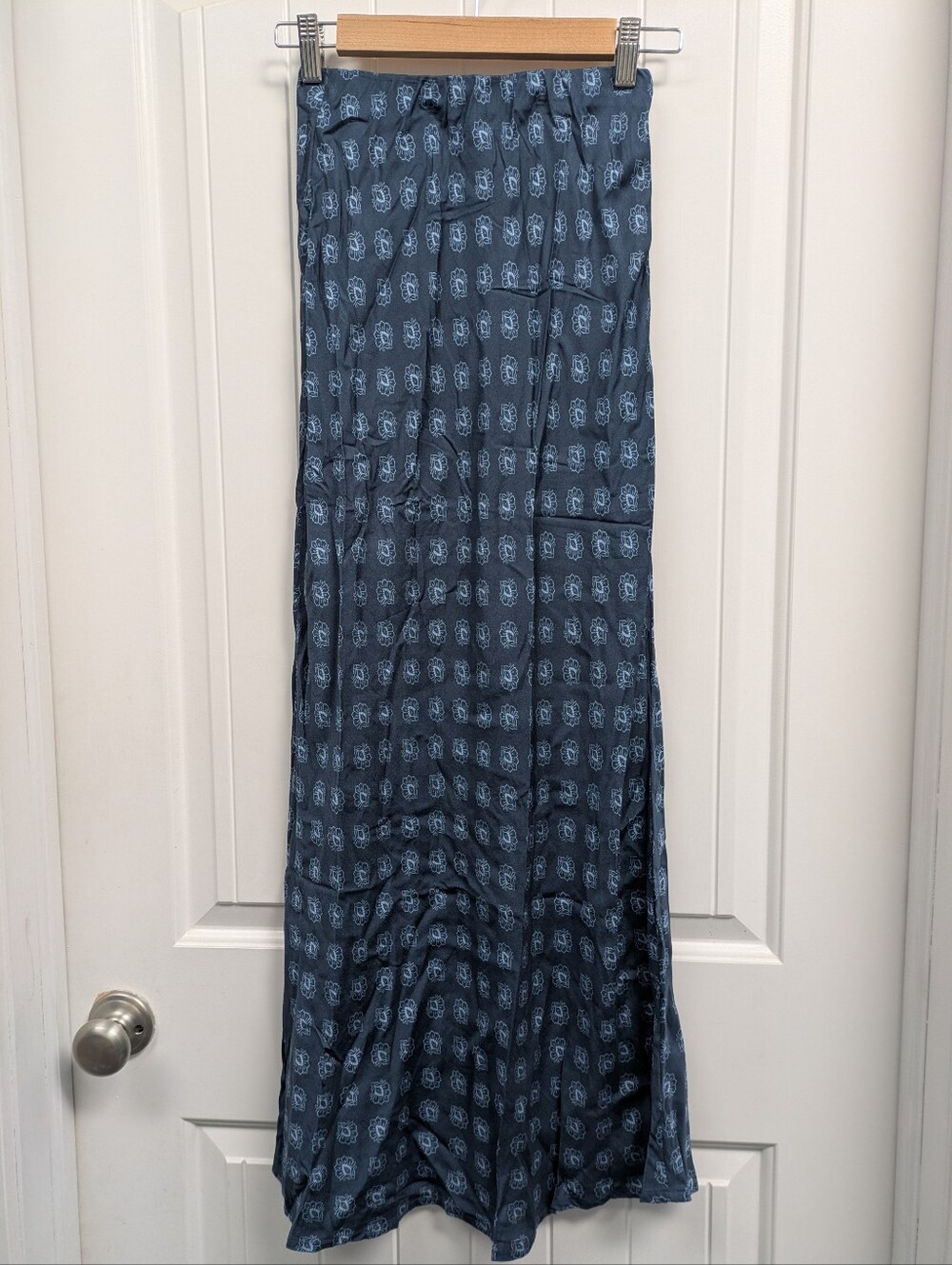 Sonmer Blue Patterned Maxi Skirt